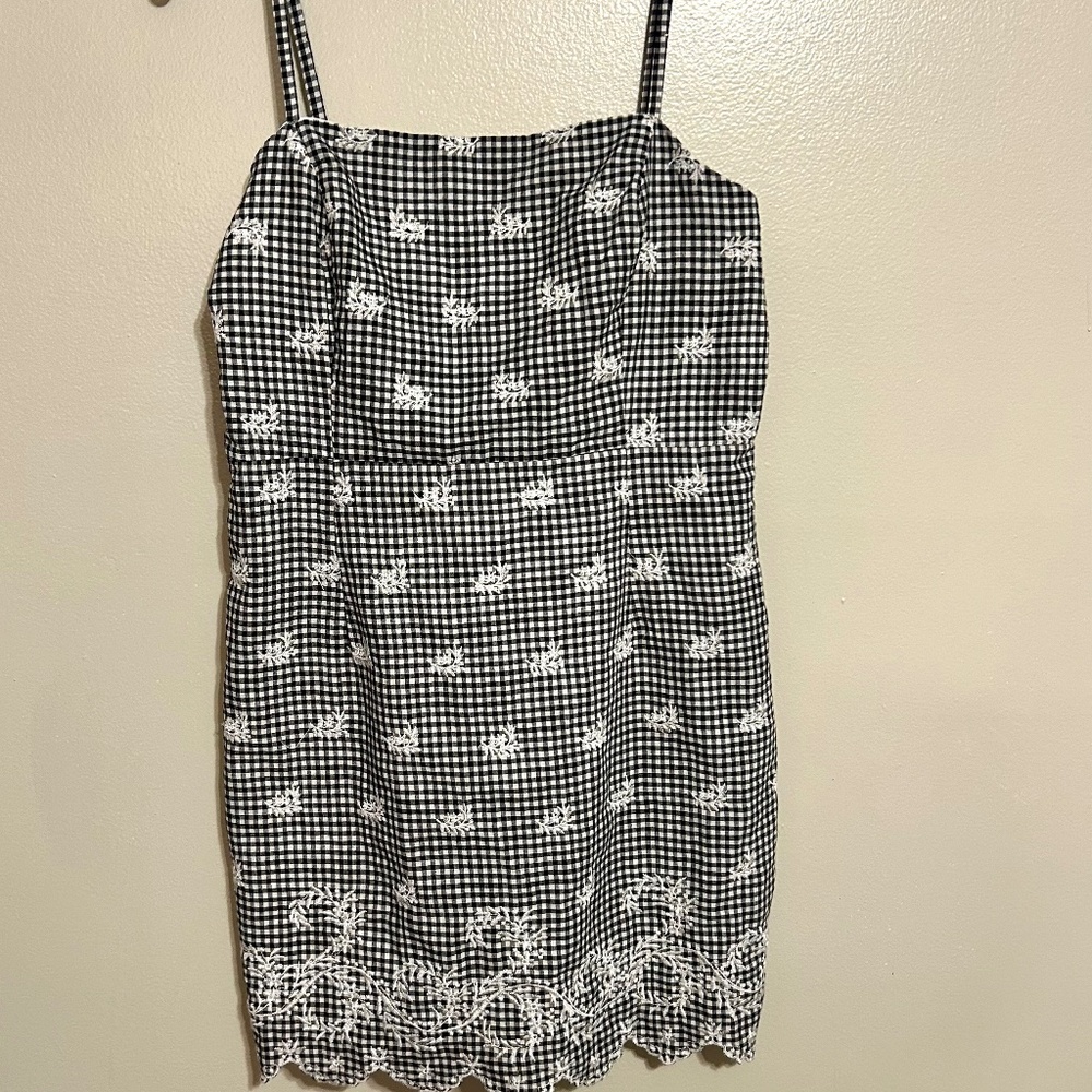 Lg Black & White Checkered Cotton Dress